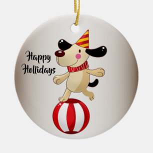 Kerstcircus Dog Elegant Feestdagen Keramisch Ornament