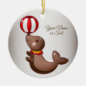 Kerstcircus Rood Witte bal Keramisch Ornament (Voorkant)