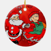 kerstcirkel Ornament, kerstman Keramisch Ornament (Achterkant)