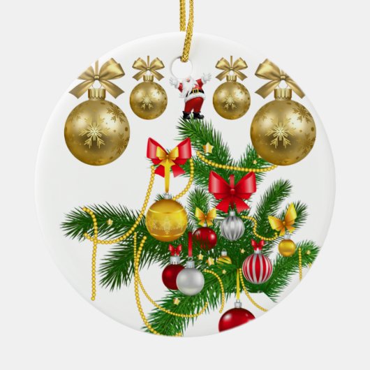 kerstcirkel Ornament, kerstman Keramisch Ornament (Voorkant)