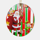 kerstcirkel Ornament, Santa Elf Keramisch Ornament (Links)
