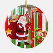 kerstcirkel Ornament, Santa Elf Keramisch Ornament (Achterkant)