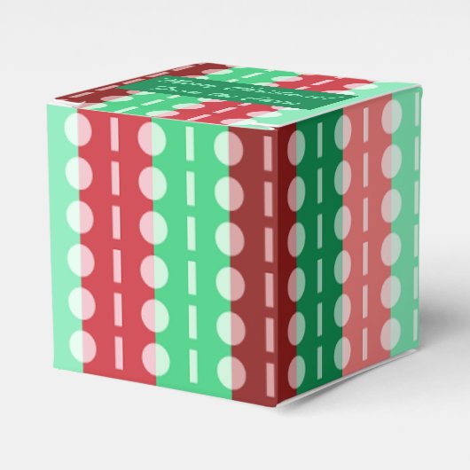 Kerstcirkels op Stripes Red en Green Classic Bedankdoosjes (Voorkant Zijde)