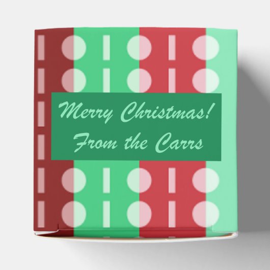 Kerstcirkels op Stripes Red en Green Classic Bedankdoosjes (Bovenkant)
