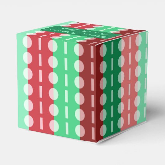 Kerstcirkels op Stripes Red en Green Classic Bedankdoosjes (Achterkant)