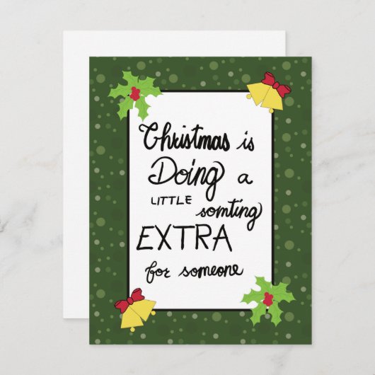 Kerstcitaat groene cartoonstijl feestdagenkaart (Voorkant / Achterkant)