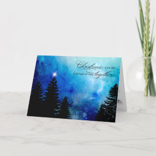 Kerstcitaat met Sterrennacht Sky & Bossen Feestdagen Kaart