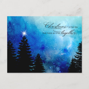 Kerstcitaat met Sterrennacht Sky & Bossen Feestdagenkaart