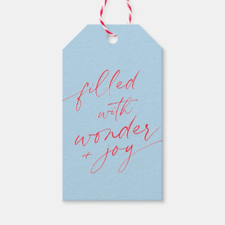 KERSTCITATIE elegante typografie kalligrafie blauw Cadeaulabel