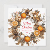 Kerstcitrus krans gedroogde Sinaasappels Elegant Feestdagenkaart (Voorkant)