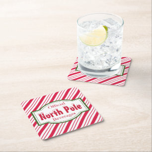 Kerstcoasters van de Noordpool Vierkante Kartonnen Onderzetter