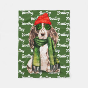 KerstCocker Spaniel Santa Dog's naam Fleece Deken