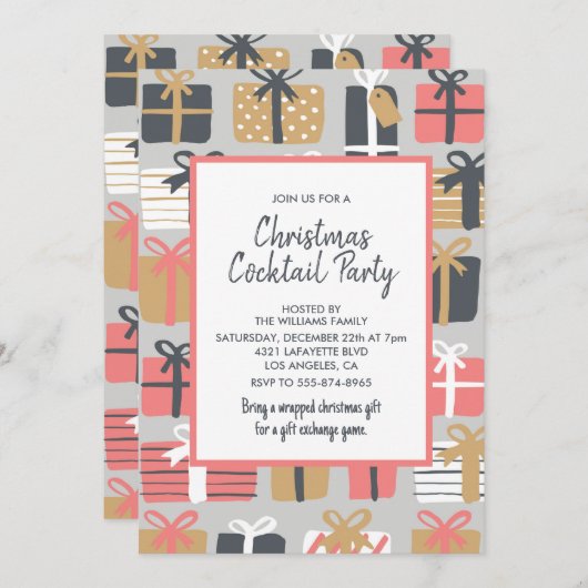 Kerstcocktail feestuitnodiging Schattigee geschenk Kaart (Voorkant / Achterkant)