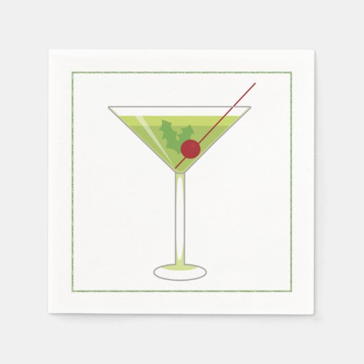 Kerstcocktail Napkin met martininelaag Servetten (Voorkant)
