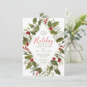 Kerstcocktail Waterverf Holly Kaart (Staand voorkant)