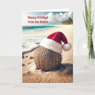Kerstcoconut met kerstmuts kaart