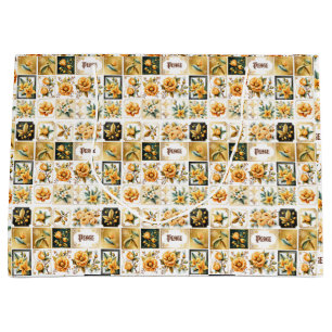 Kerstcollage in goud groot cadeauzakje