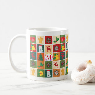Kerstcollage met monogram koffiemok
