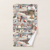 kerstcollage op de winter bad handdoek (Handdoek)
