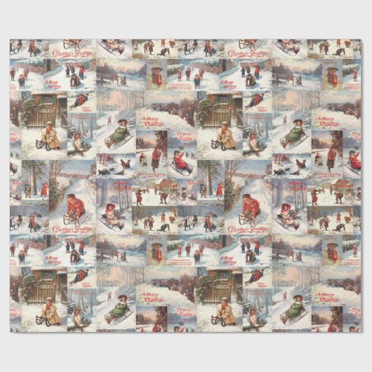  kerstcollage op de winter cadeaupapier (Vlak)