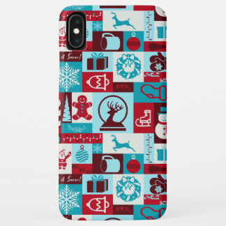 Kerstcollage (rood/blauw) iPhone XS max hoesje