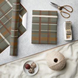 kerstCollectie | Plaids Green, crème, Tan Cadeaupapier