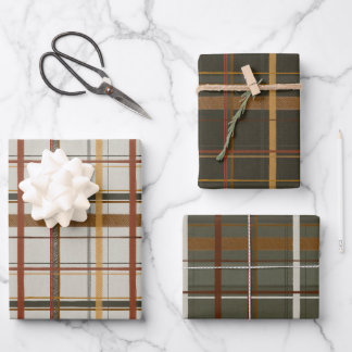 kerstCollectie | Plaids Green, crème, Tan Inpakpapier Vel