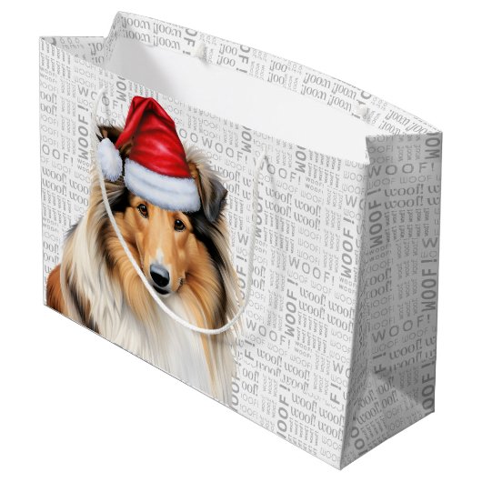 Kerstcollie Hondenliefhebber Wof Wordvakantie Groot Cadeauzakje (Achterkant Gekanteld)