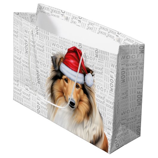 Kerstcollie Hondenliefhebber Wof Wordvakantie Groot Cadeauzakje (Voorkant Gekanteld)