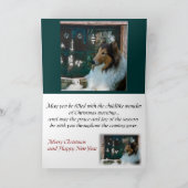 Kerstcollie op raam feestdagen kaart (Binnen)