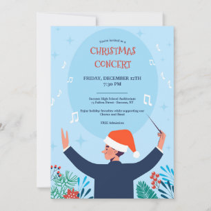 Kerstconcert blauwe uitnodiging