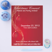 Kerstconcert Rode Versieringen Flyer (Enkel)