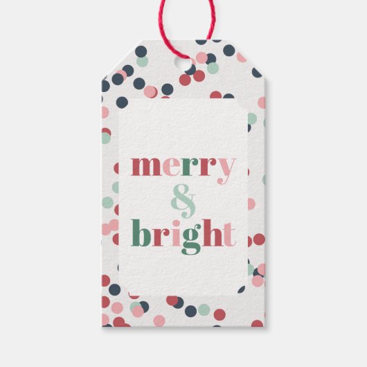 Kerstconfetti vrolijk & fel cadeaulabel (Voorkant)