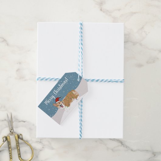 Kerstcorgi Cadeaulabel (Met Touw)