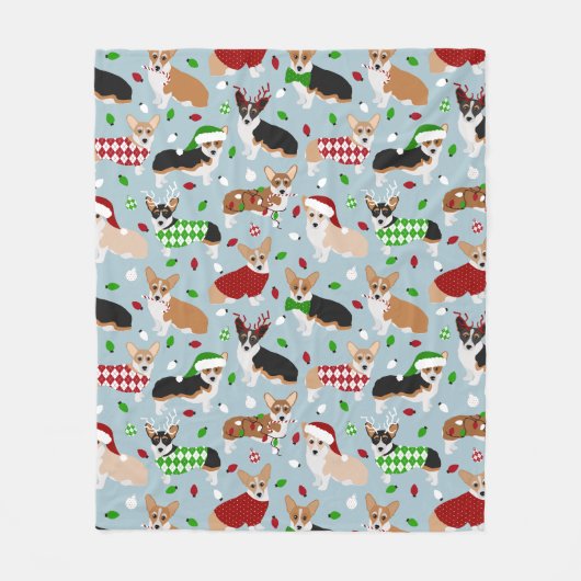 Kerstcorgi Dogs Fleece Blanket (Voorkant)