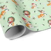 Kerstcorgis Cadeaupapier (Rol Hoek)