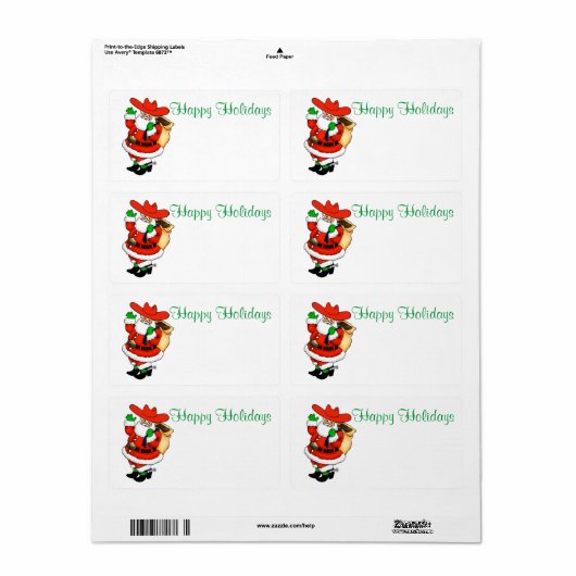 Kerstcowboy-kerstlabel of Sjabloon van de naam van Etiket (Full Sheet)