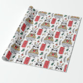 Kerstcozy Winter Sloth Cute Modern Pattern Cadeaupapier (Uitgerold)