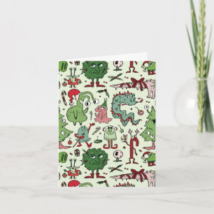 kerstcreaties en Wenskaart met snoepsuikerriet Notitiekaartje