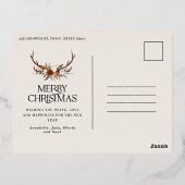Kerstcrème botanisch elegant hert 3 foto foi folie feestdagen briefkaart (Achterkant)