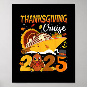 Kerstcruise 2025 Grappige Kalkoen Pompoen Bladeren Poster