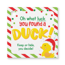 Kerstcruise Ducks Square Labels, Groen