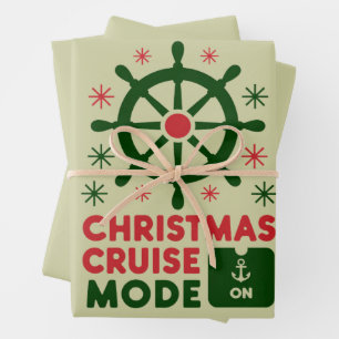 Kerstcruisemodus op schip Kerstmis 2024 Inpakpapier Vel
