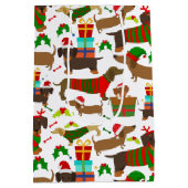 Kerstcute dachshund Dog Patroon Medium Cadeauzakje (Achterkant)