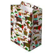 Kerstcute dachshund Dog Patroon Medium Cadeauzakje (Achterkant Gekanteld)