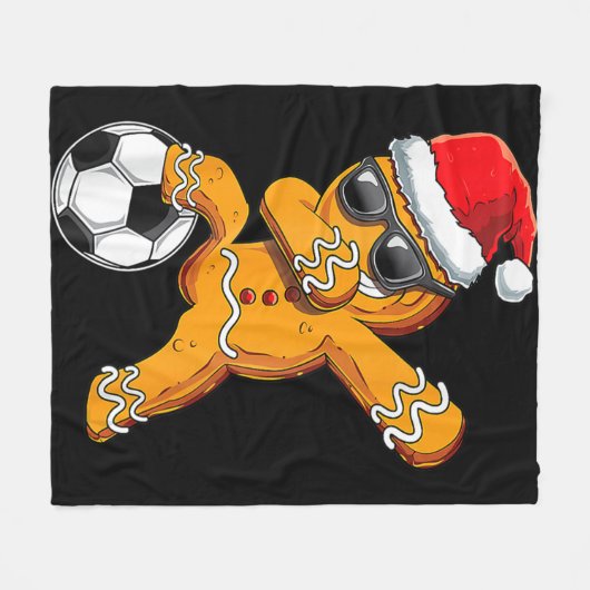 kerstdabbing Gingerbrood Man Dab Soccer Footb Fleece Deken (Voorkant (Horizontaal))