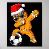 kerstdabbing Gingerbrood Man Dab Soccer Footb Poster (Voorkant)