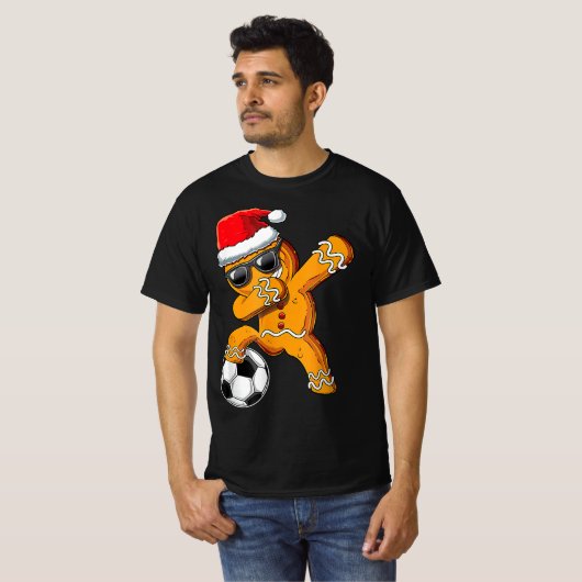 kerstdabbing Gingerbrood Man Dab Soccer Footb T-shirt (Voorkant volledig)