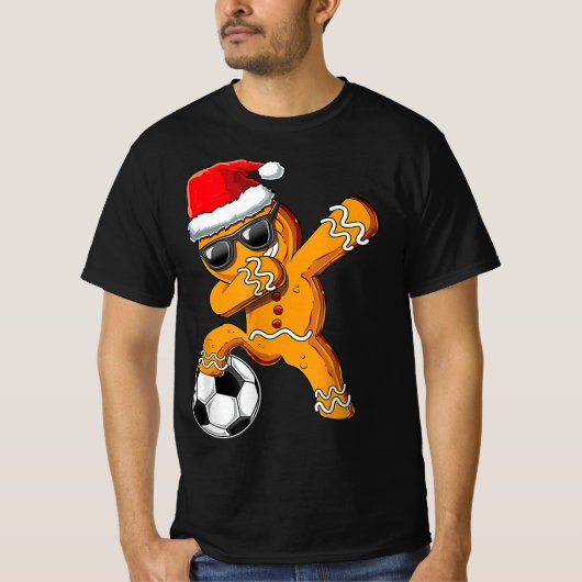 kerstdabbing Gingerbrood Man Dab Soccer Footb T-shirt (Voorkant)