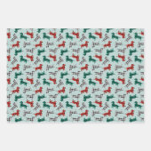 kerstdachshonden in Red Flannel Buffalo Pset Inpakpapier Vel (Voorkant 2)